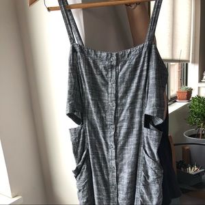 Anthropologie Grey Linen Dress with Cutouts